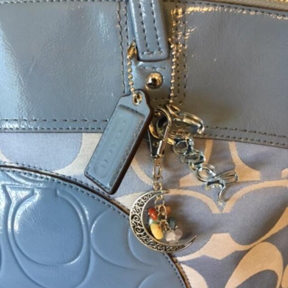 COACH Laura 18335 Large Tote Bag Blue Signature C Canvas and Leather NWOT - Picture 2 of 11